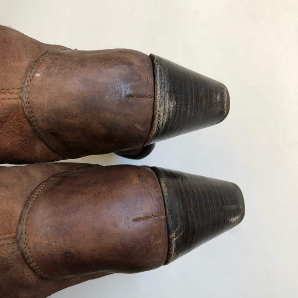 Frye Brown Leather Jackie Heeled High Knee Boots - Picture 10 of 16